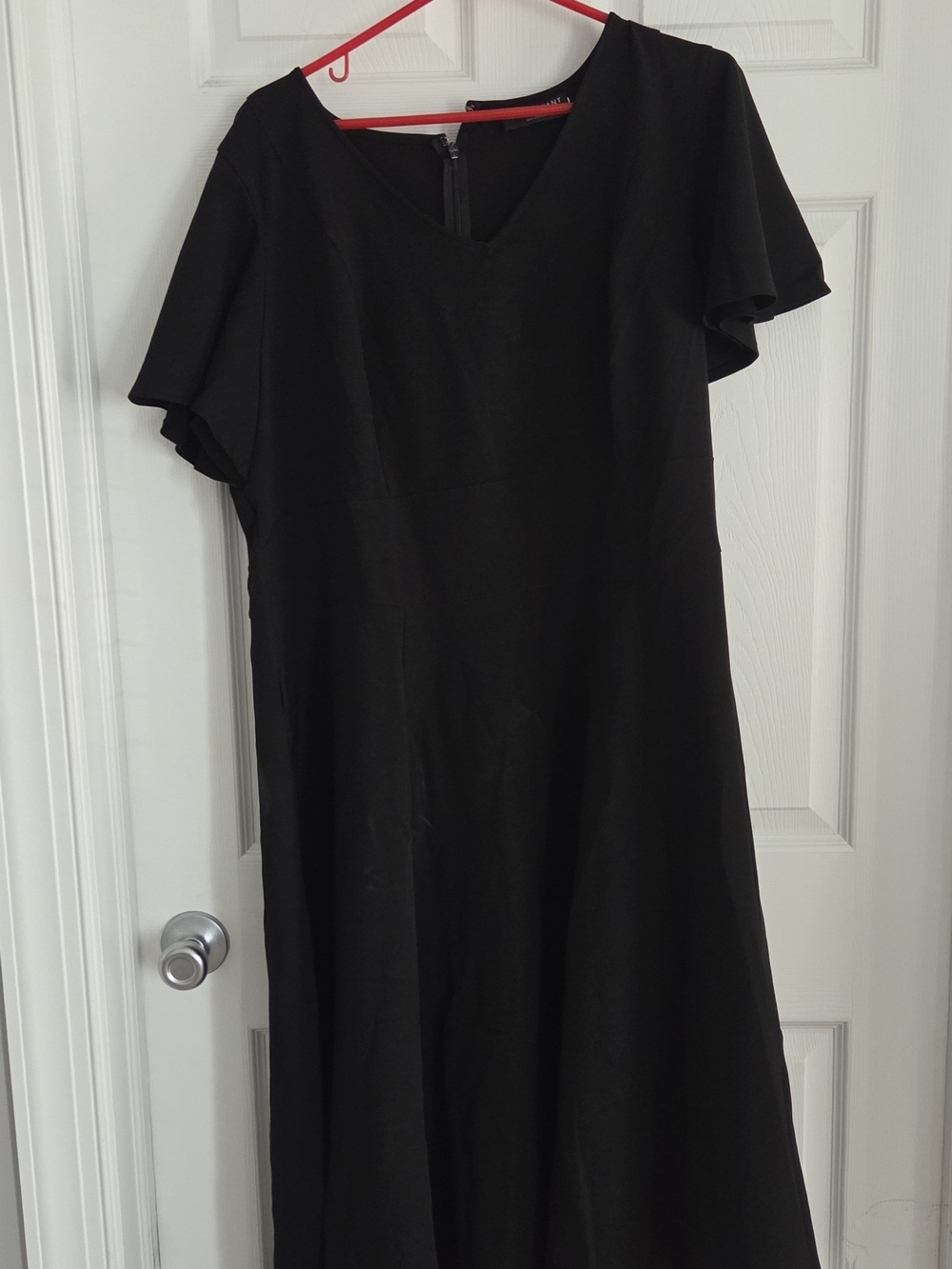 Lane Bryant Black V‑Neck Midi Dress with Flutter Sleeves